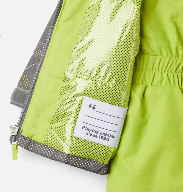 Ensemble de neige isolé chaud et imperméable Buga Warm pour bébé, Color: City Grey Dotscape Print, Brt Chartreuse, image 3
