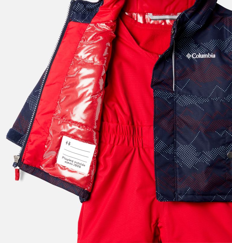 Ensemble de neige isolé chaud et imperméable Buga Warm pour bébé, Color: Collegiate Navy Dotscape Print, Mtn Red, image 3