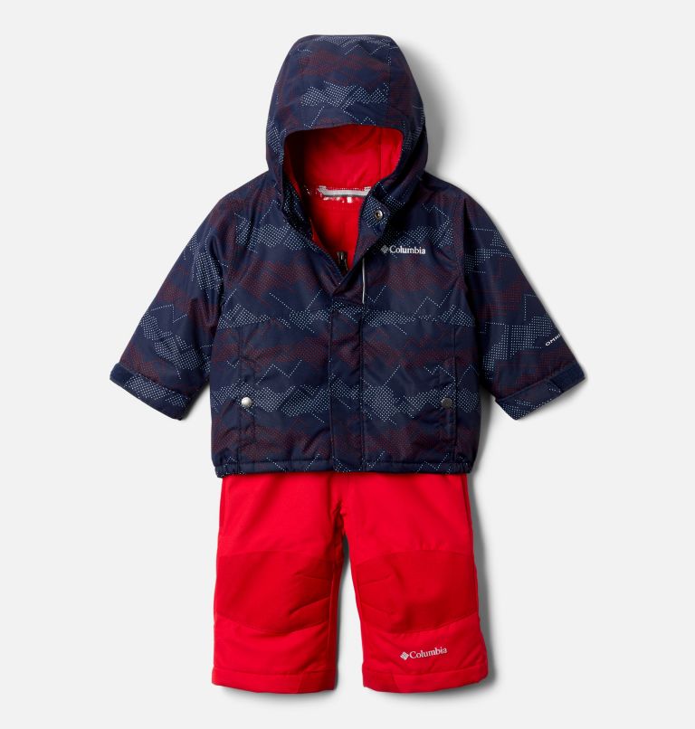 Ensemble de neige isolé chaud et imperméable Buga Warm pour bébé, Color: Collegiate Navy Dotscape Print, Mtn Red, image 1