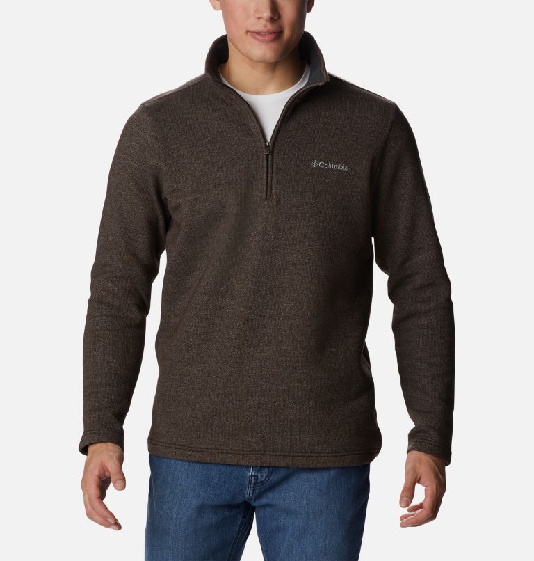Thumbnail: Men's Great Hart Mountain III Half Zip Sweatshirt, Color: Cordovan Heather, image 1