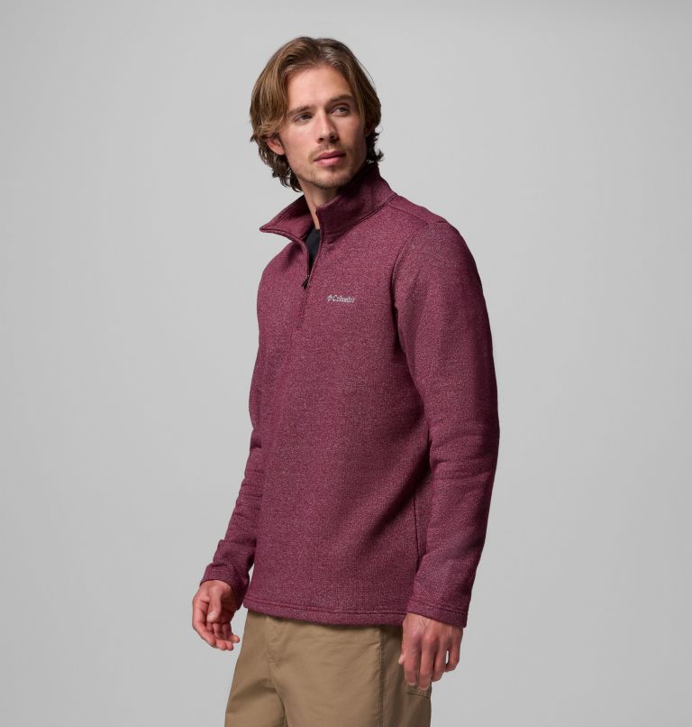 Men's Great Hart Mountain III Half Zip, Color: Rich Wine Heather, image 4