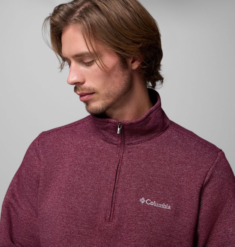 Men's Great Hart Mountain III Half Zip, Color: Rich Wine Heather, image 5