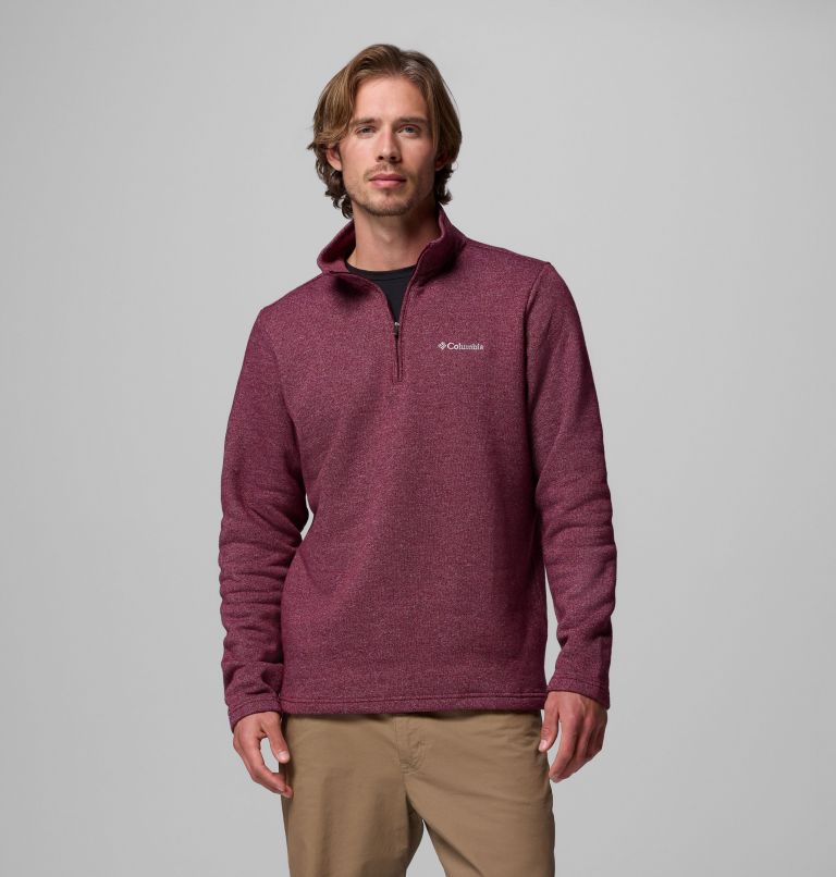 Men's Great Hart Mountain III Half Zip, Color: Rich Wine Heather, image 1