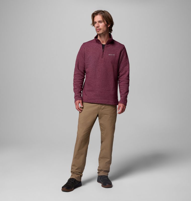Men's Great Hart Mountain III Half Zip, Color: Rich Wine Heather, image 2