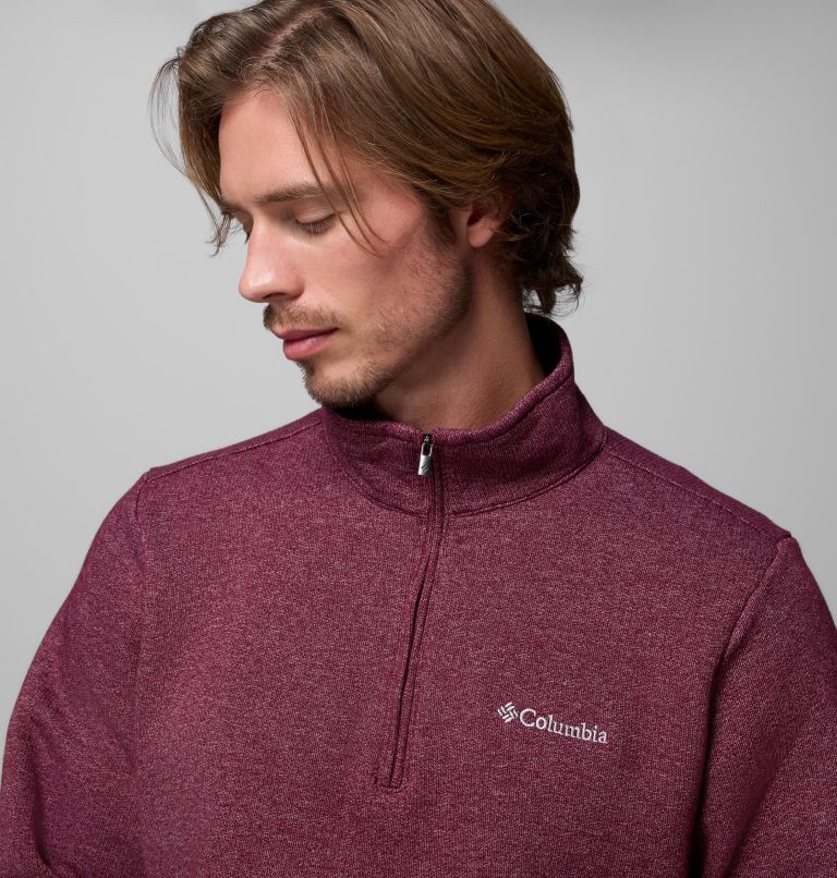 Men's Great Hart Mountain III Half Zip - Tall, Color: Rich Wine Heather, image 5