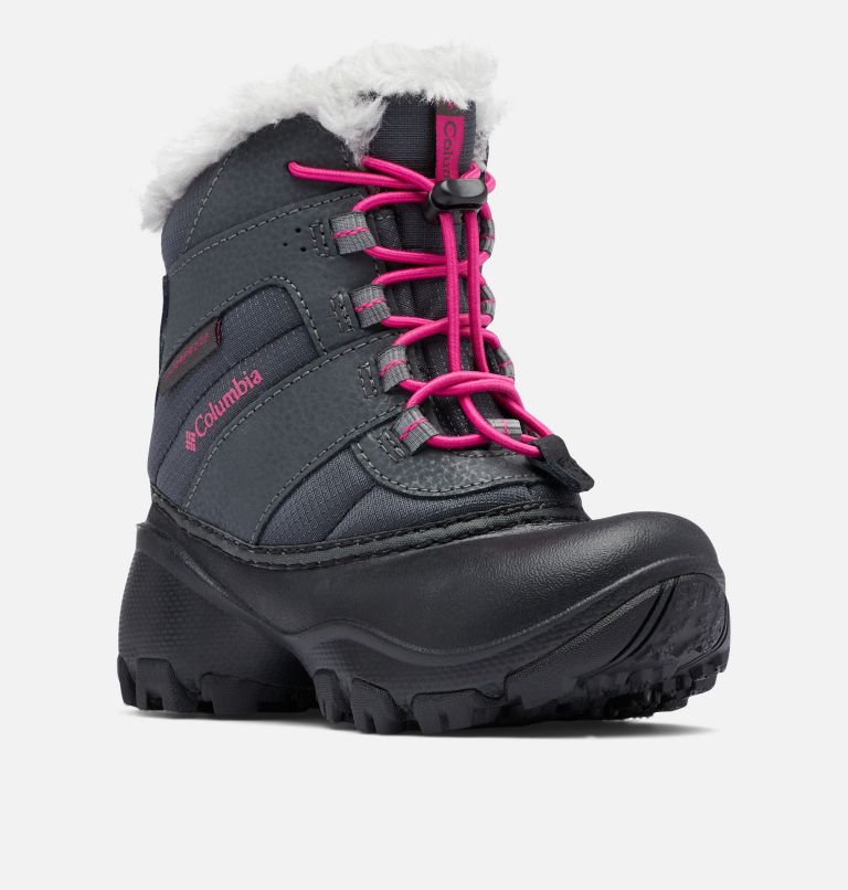 Little Kids' Rope Tow III Waterproof Boot, Color: Dark Grey, Haute Pink, image 2
