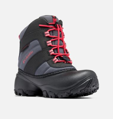 Big Kids' Rope Tow Waterproof Boot, Color: Dark Grey, Mountain Red