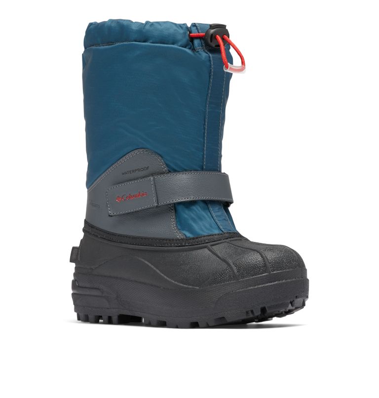 Big Kids’ Powderbug Forty Snow Boot, Color: Petrol Blue, Mountain Red, image 2