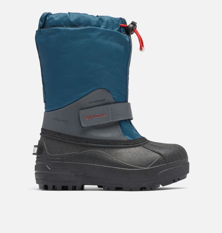 Big Kids’ Powderbug Forty Snow Boot, Color: Petrol Blue, Mountain Red, image 1