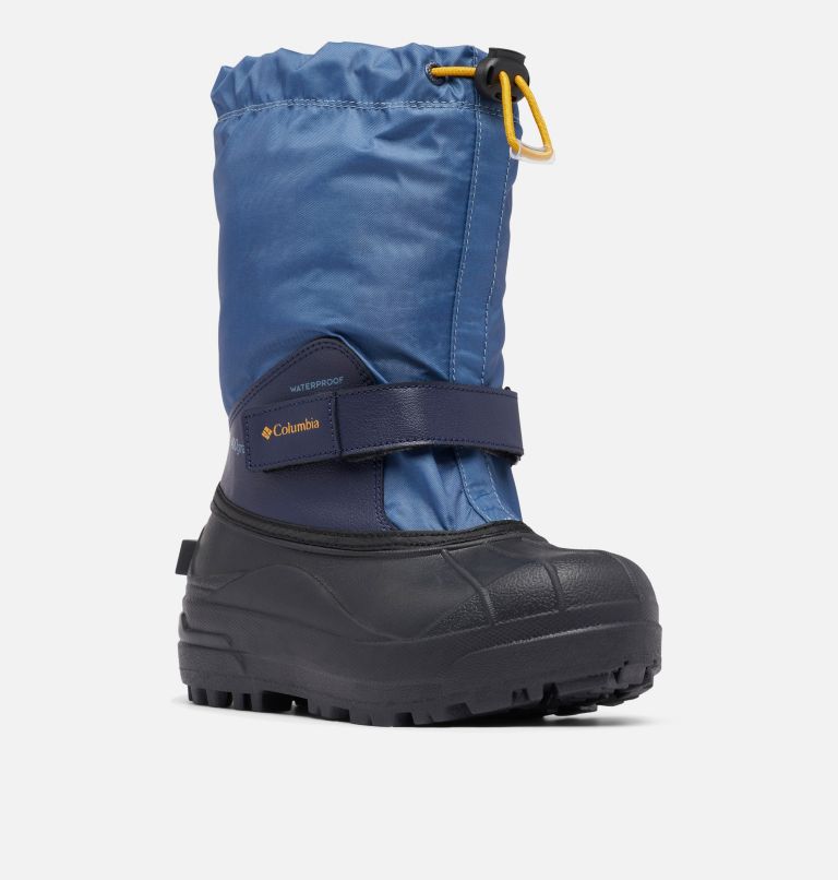 Thumbnail: Big Kids’ Powderbug Forty Snow Boot, Color: Dark Mountain, Collegiate Navy, image 2