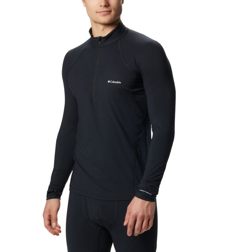 Men’s Midweight Stretch Half Zip Baselayer Shirt, Color: Black