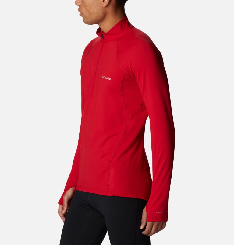 Men’s Midweight Stretch Half Zip Baselayer Shirt, Color: Mountain Red, image 3
