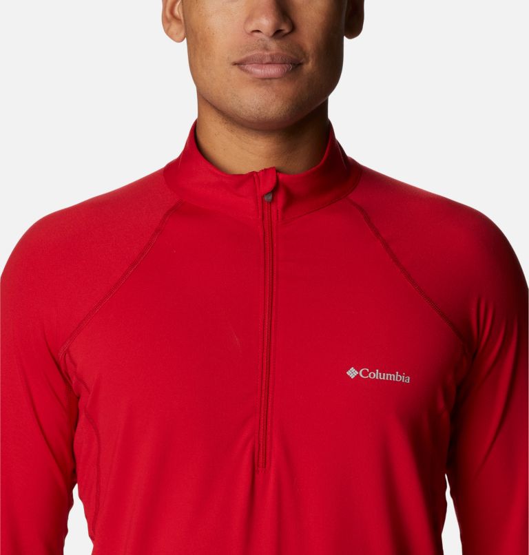 Thumbnail: Men’s Midweight Stretch Half Zip Baselayer Shirt, Color: Mountain Red, image 4