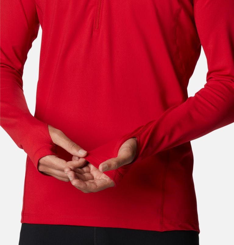 Men’s Midweight Stretch Half Zip Baselayer Shirt, Color: Mountain Red, image 5
