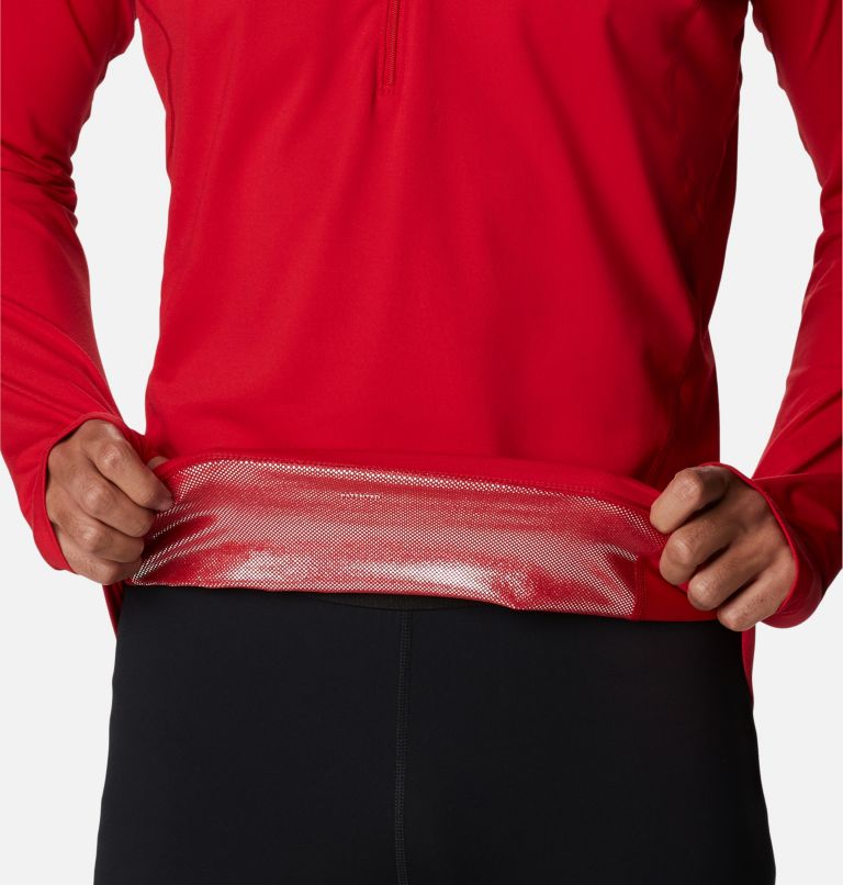 Men’s Midweight Stretch Half Zip Baselayer Shirt, Color: Mountain Red, image 6