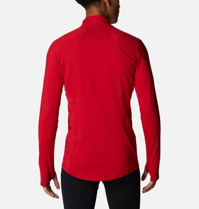 Men’s Midweight Stretch Half Zip Baselayer Shirt, Color: Mountain Red, image 2