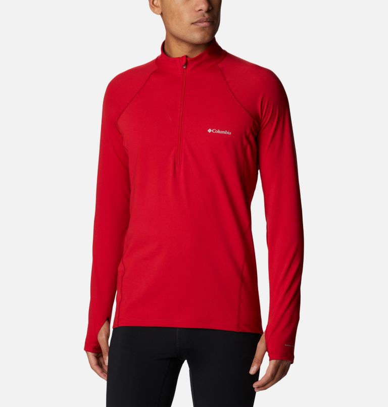 Thumbnail: Sous-vêtement technique à demi-zip et manches longues Midweight Stretch Homme, Color: Mountain Red, image 1