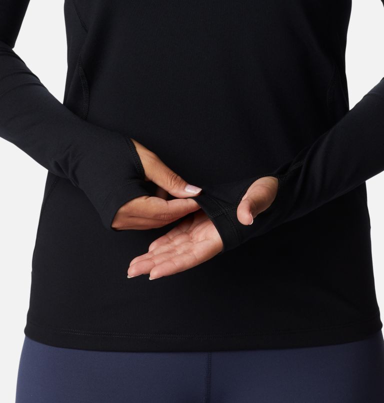 Women's Midweight Stretch Long Sleeve Half Zip Baselayer Shirt, Color: Black, image 5