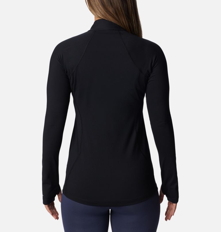 Women's Midweight Stretch Long Sleeve Half Zip Baselayer Shirt, Color: Black, image 2