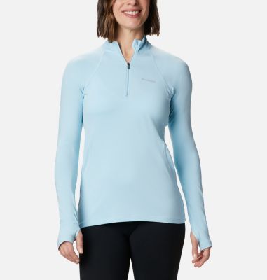 Women&rsquo;s Midweight Stretch Baselayer Long Sleeve Half Zip Shirt Midweight Stretch Long Sleeve  | 548 | L, Sky Blue, front