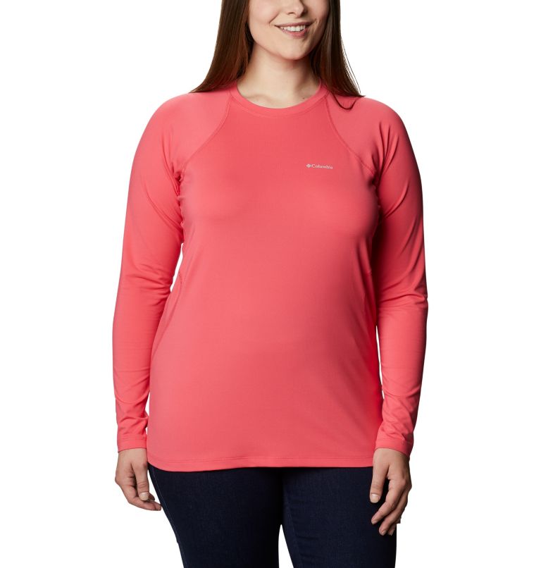 Midweight Stretch Long Sleeve Top | 673 | 3X, Color: Bright Geranium, image 1