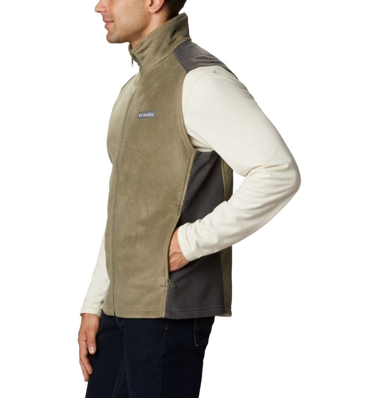 Men’s Steens Mountain Fleece Vest, Color: Stone Green, Shark, image 3
