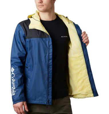 blue and yellow columbia jacket