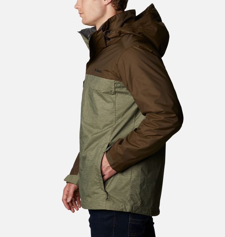 Men's Timberline Triple Interchange Jacket, Color: Stone Green Jacquard Texture, Olive Grn, image 3