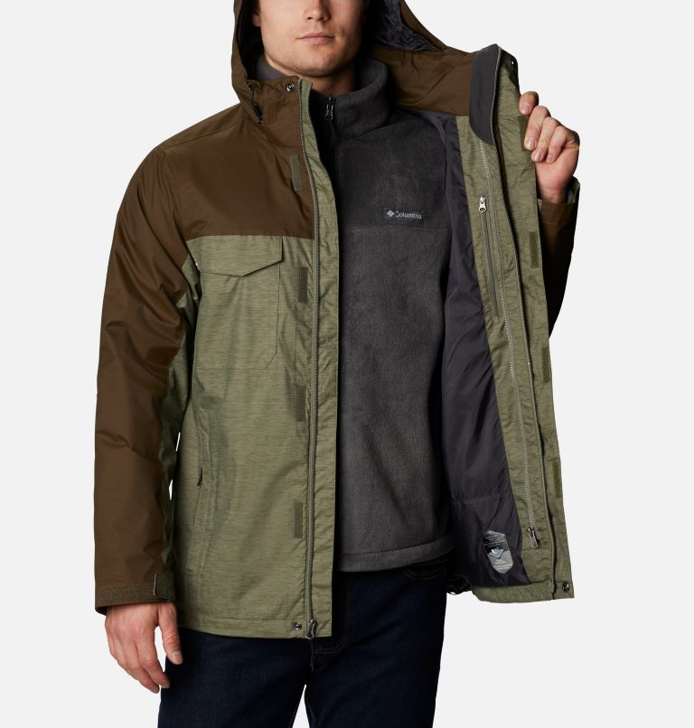 Men's Timberline Triple Interchange Jacket, Color: Stone Green Jacquard Texture, Olive Grn, image 5