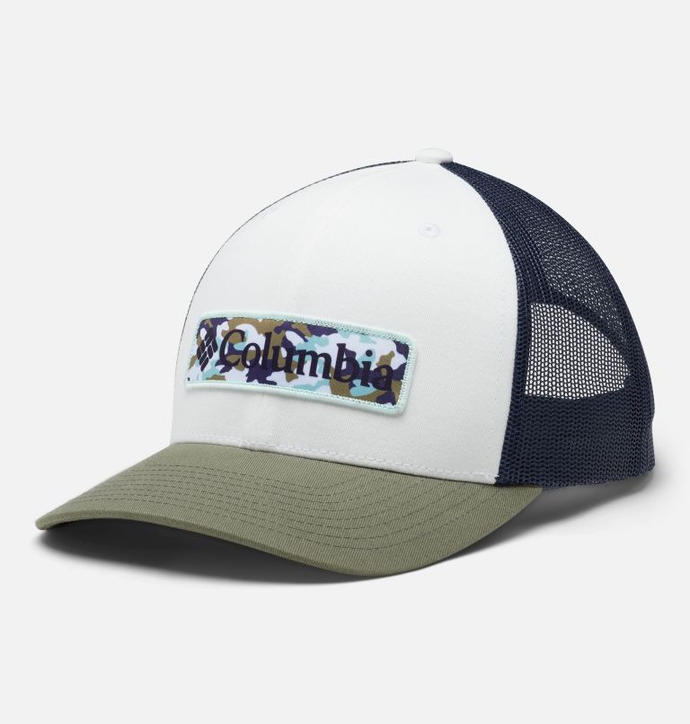 Columbia Mesh Snap Back, Color: White, Stone Green Camo Patch, image 1