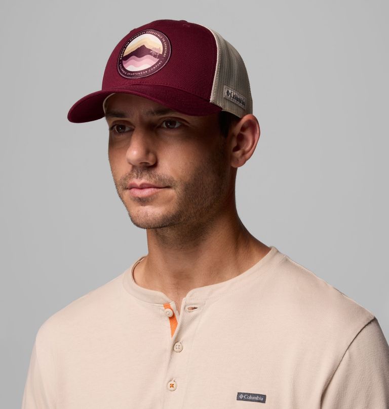 Columbia Mesh Snapback, Color: Rich Wine, Circular Landscape, image 3