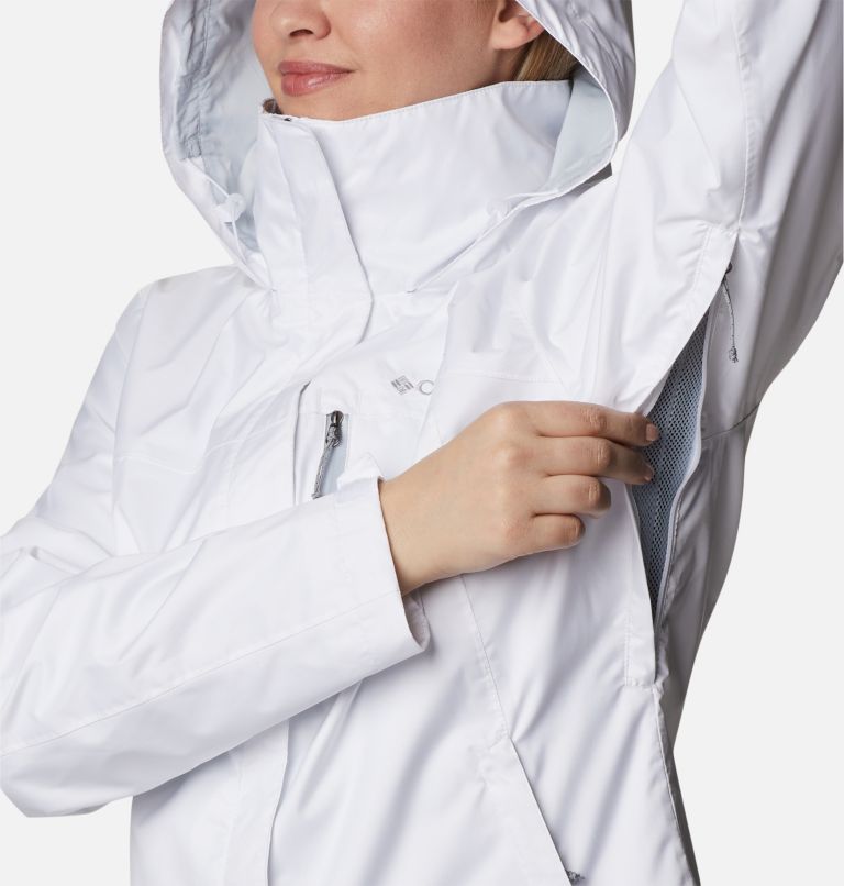 Women's Pouration Rain Jacket, Color: White, image 6