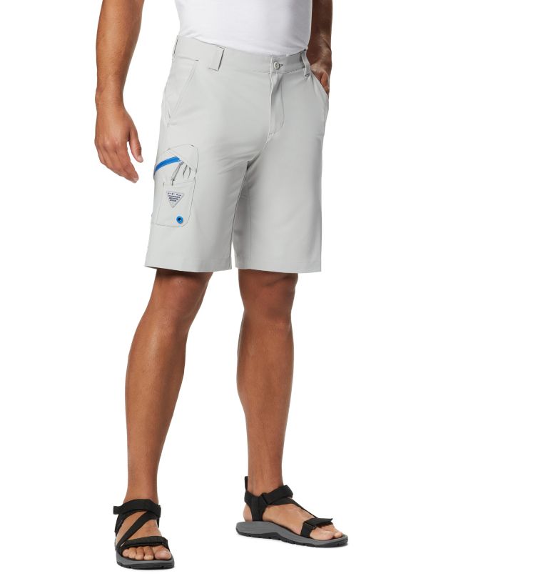 Men's PFG Terminal Tackle Shorts, Color: Cool Grey, Vivid Blue, image 1