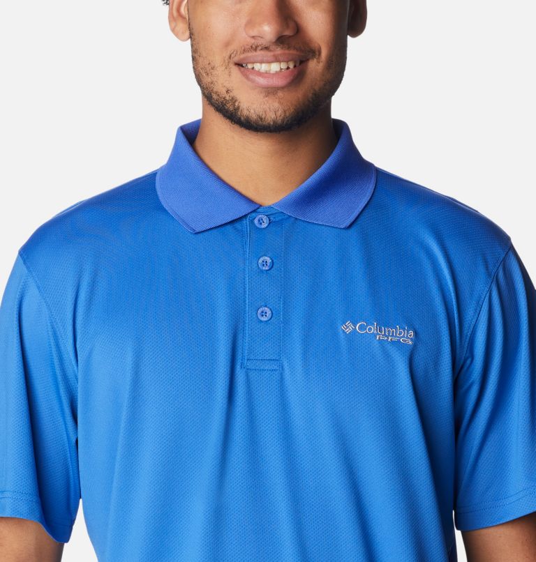 Men's Low Drag Offshore Polo, Color: Vivid Blue, image 4