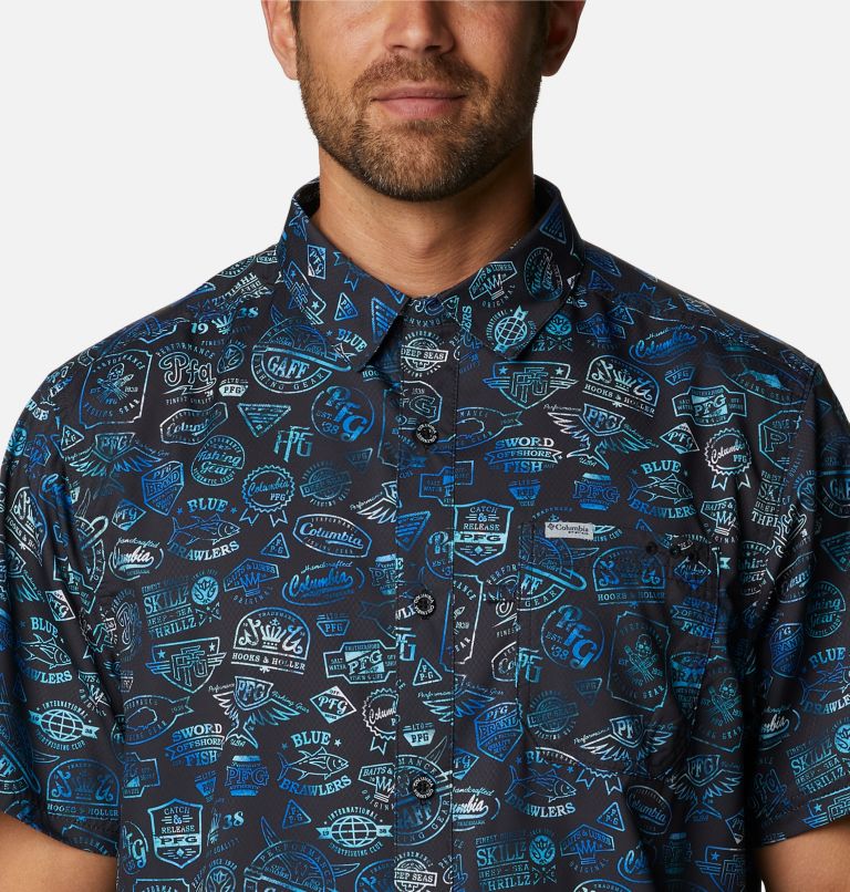 Men’s PFG Super Slack Tide Camp Shirt, Color: Black Tye Dye Print, image 4