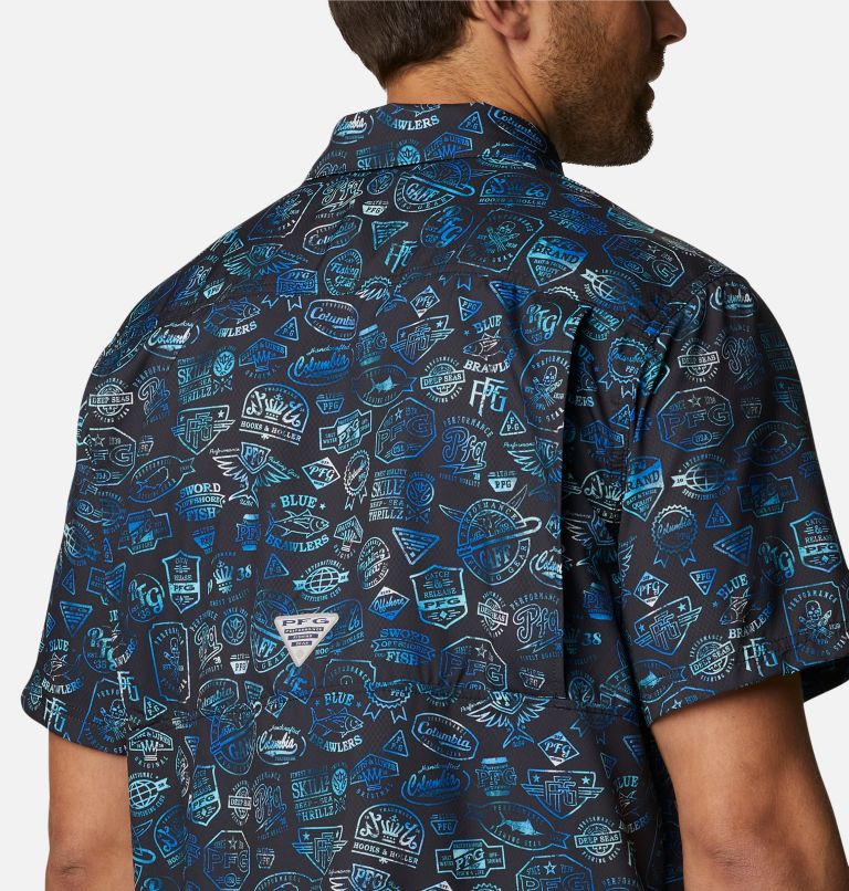 Columbia PFG Super Slack Tide Camp Shirt Teal Aquatic Print Size L XL XXL 