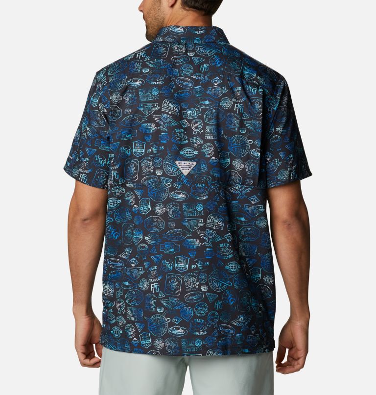 Men’s PFG Super Slack Tide Camp Shirt, Color: Black Tye Dye Print