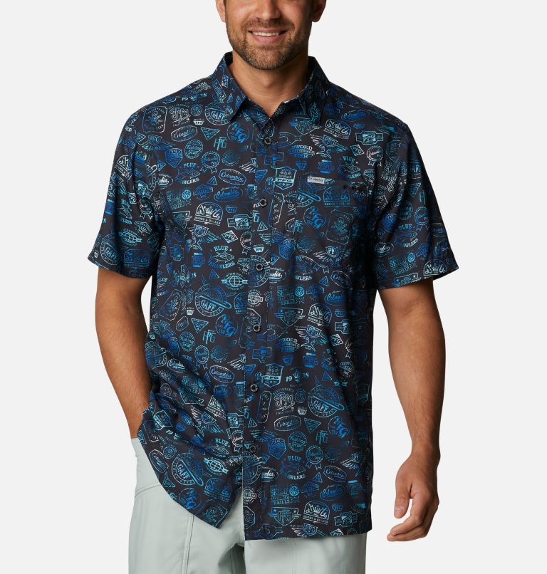 Men’s PFG Super Slack Tide Camp Shirt, Color: Black Tye Dye Print, image 1