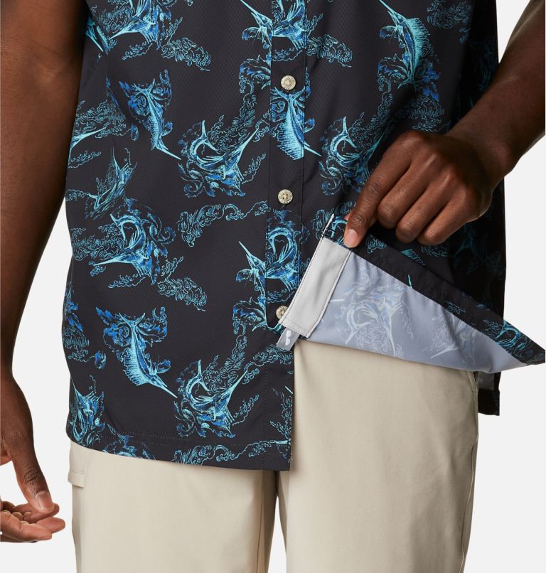 Men's PFG Super Slack Tide Camp Shirt - Tall, Color: Black Sails Away Print, image 6