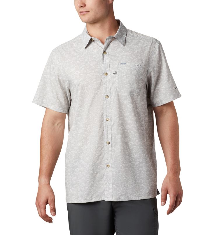 Men’s PFG Super Slack Tide Camp Shirt, Color: Cool Grey Gamefish Print, image 1