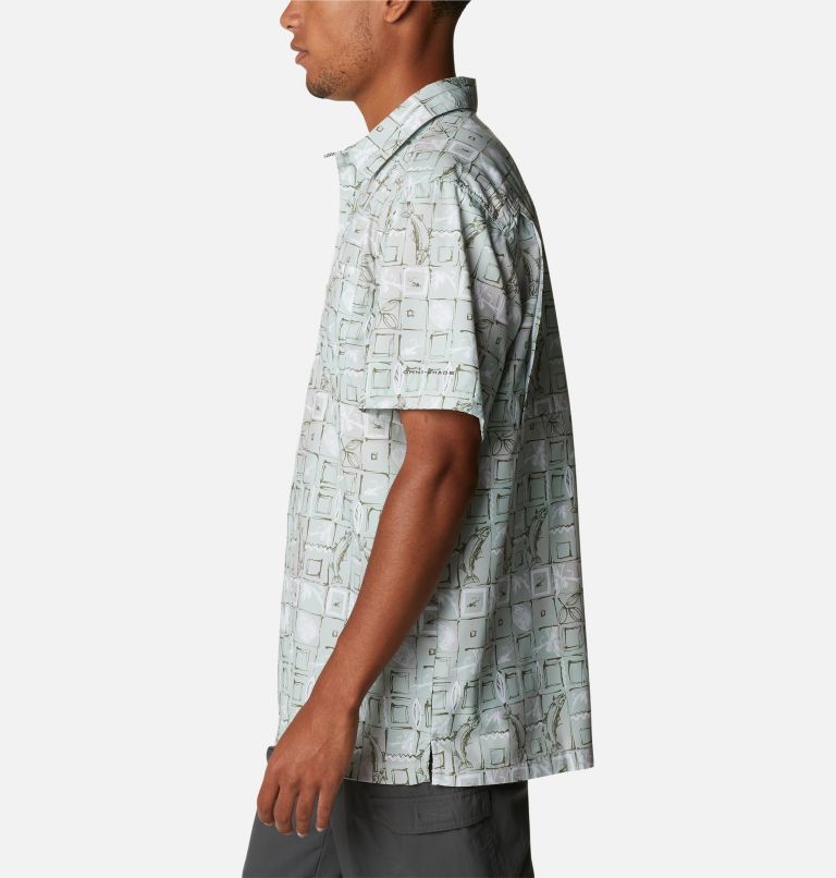 Men’s PFG Super Slack Tide Camp Shirt, Color: Cool Green Trout Batik, image 3