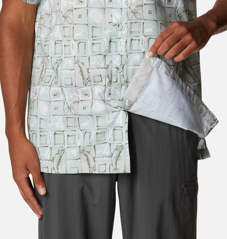Men’s PFG Super Slack Tide Camp Shirt, Color: Cool Green Trout Batik, image 6