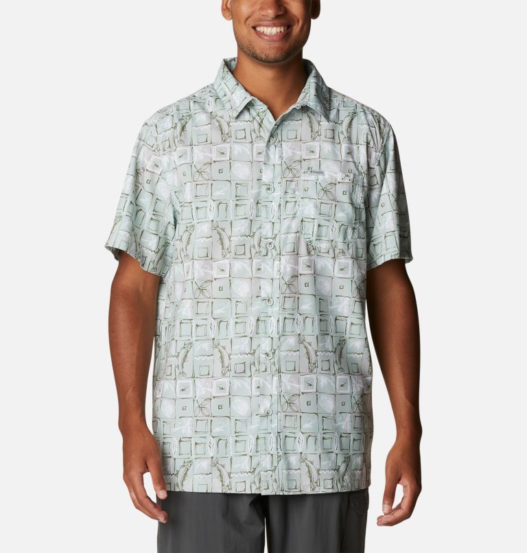 Men’s PFG Super Slack Tide Camp Shirt, Color: Cool Green Trout Batik, image 1