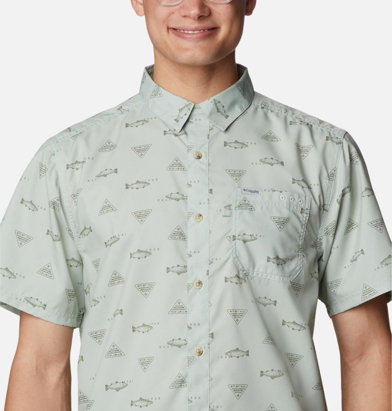 Men’s PFG Super Slack Tide Camp Shirt, Color: Cool Green Rivermade, image 4