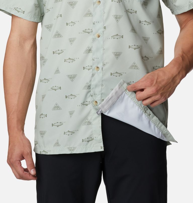 Thumbnail: Men’s PFG Super Slack Tide Camp Shirt, Color: Cool Green Rivermade, image 6