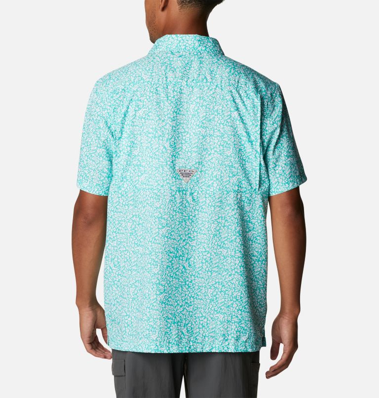 Men’s PFG Super Slack Tide Camp Shirt, Color: Electric Turquoise Deepsea Medley