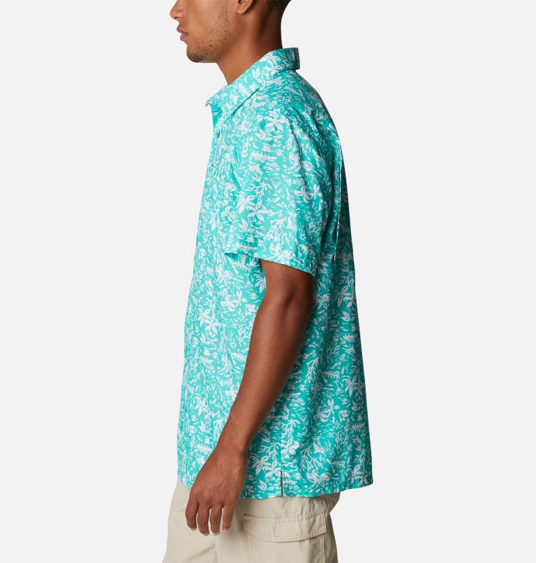 Thumbnail: Men’s PFG Super Slack Tide Camp Shirt, Color: Electric Turquoise Kona Print, image 3