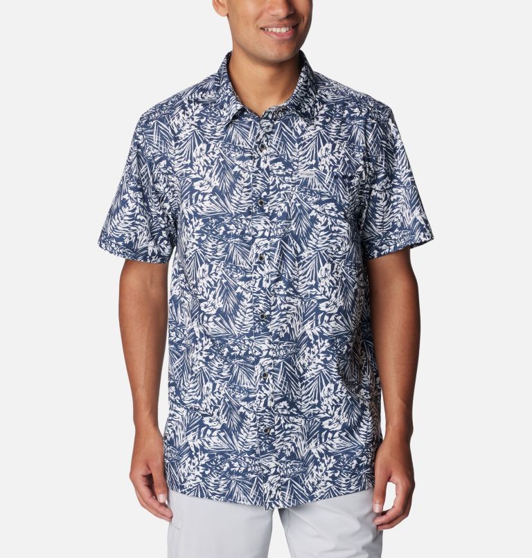 Men's PFG Super Slack Tide Camp Shirt, Color: Collegiate Navy Tunado Tonal, image 1