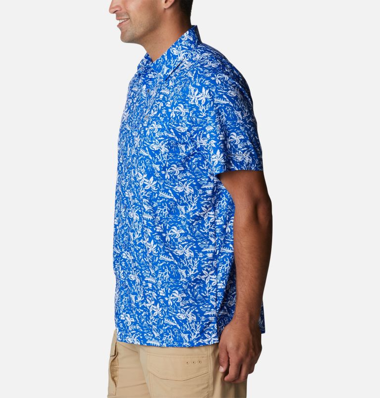 Thumbnail: Men’s PFG Super Slack Tide Camp Shirt, Color: Blue Macaw Kona Print, image 3