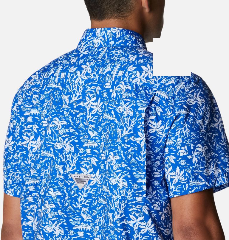 Thumbnail: Men’s PFG Super Slack Tide Camp Shirt, Color: Blue Macaw Kona Print, image 5